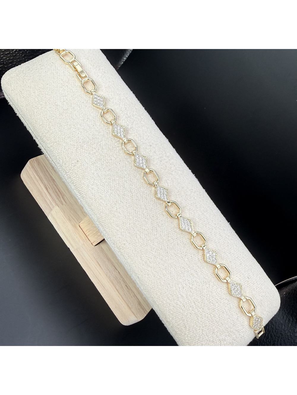 candy+clover pave gold tone bracelet